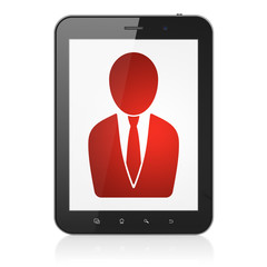 News concept: Business Man on tablet pc computer