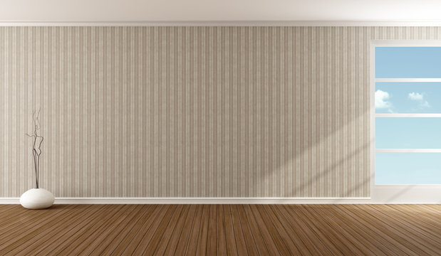 Empty room with wallpaper