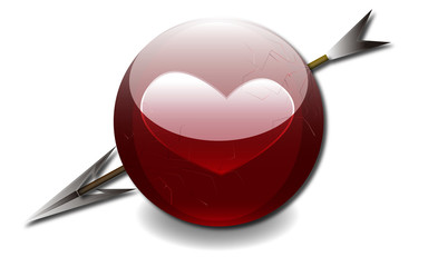 red heart ball cupid