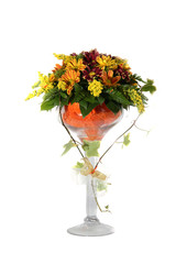 Colorful flower bouquet arrangement isolated on white.