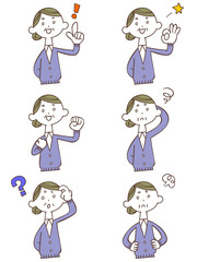 おばあちゃん　6種類の仕草とポーズ