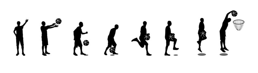 Set of Basketball Players Vector Illustration