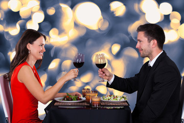 Happy Couple In Restaurant