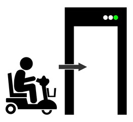 Fauteuil roulant électrique et un portique de sécurité d'aéroport
