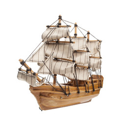 Sailing ship model isolated on white background