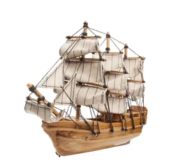 Acrylic prints Schip Sailing ship model isolated on white background