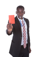 Businessman Showing Red Card