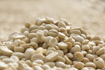 Coffee beans dried in the sun.