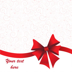 Holidays background with ribbon and bow