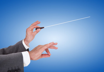 Person Directing With A Conductor's Baton