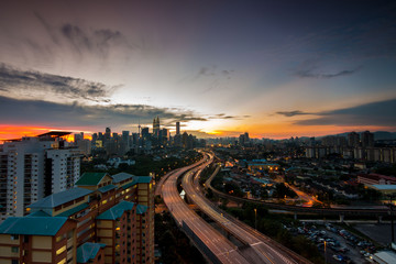 Fototapeta na wymiar Miasta Kuala Lumpur podczas zachodu słońca.
