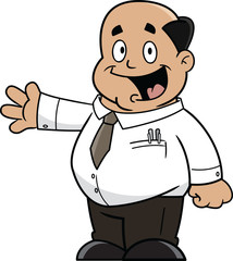 Cheerful Chubby Bald Man