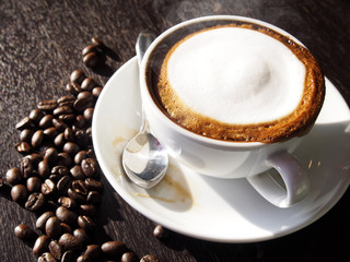 Hot latte with foam milk