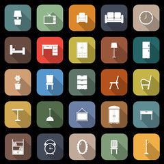 Furniture flat icons with long shadow