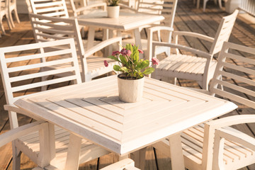 Table and chairs in restaurant