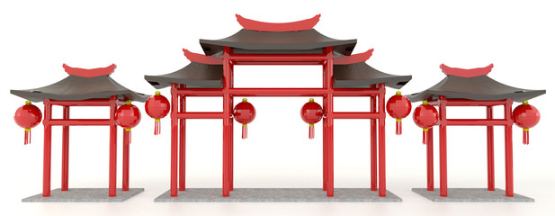Simple 3D Chinese pavilion gate