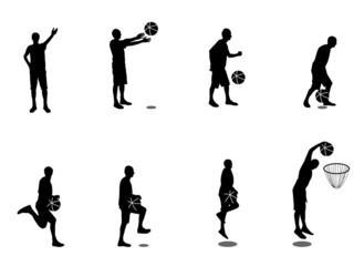 Set of Basketball Players Vector Illustration