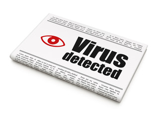 Security concept: newspaper with Virus Detected and Eye