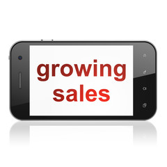 Business concept: Growing Sales on smartphone