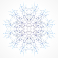 Vector snowflake flowers of lilies on a white background