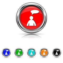 Comments icon - six colours set - man with bubble