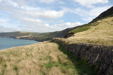 Dry stone wall by coastal path, Cardigan Bay