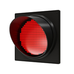 Red warning traffic light signal isolated