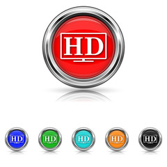 HD TV icon - six colours set