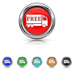 Free delivery truck icon - six colours set