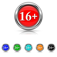 16 plus icon - six colours set