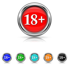 18 plus icon - six colours set