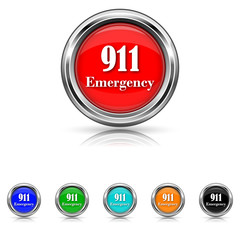 911 Emergency icon - six colours set