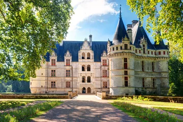 Papier Peint photo autocollant Château Château de Azay-le-Rideau, ancien château français dans la vallée de la Loire, France. Vue panoramique d& 39 été.