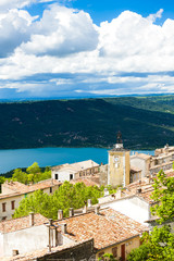 Obraz premium Aiguines and St Croix Lake at background, Var Department, Proven