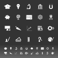 Education icons on gray background