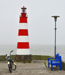 Lighthouse in Nida city, lagoon the Curonian spite, Lithuania