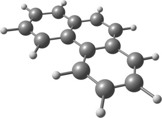 Phenanthrene molecule structural model on white