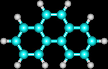 Phenanthrene molecule structural model on black