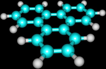 Triphenylene molecule structural model on black
