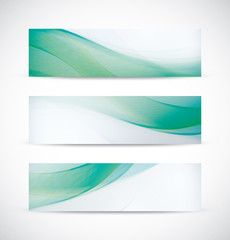 Fototapeta premium Three abstract green ecology header backgrounds vector