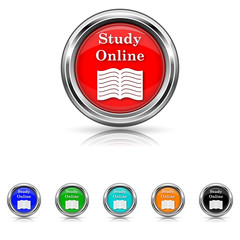 Study online icon - six colours set