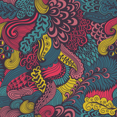 Vector seamless texture with abstract flowers. Endless backgroun