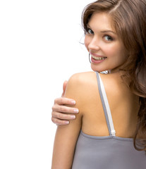 Portrait of beautiful woman, isolated on white