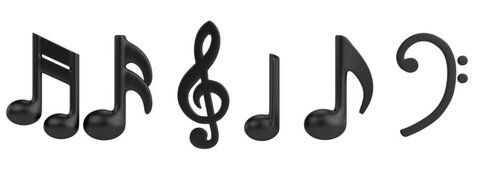 realistic 3d render of music signs