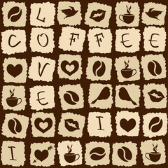 Seamless pattern of coffee puzzle