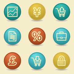 Business web icons, retro buttons