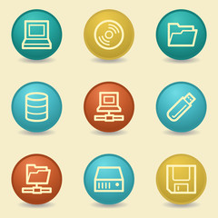 Drive storage web icons, retro buttons