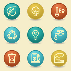 Eco web icons, retro buttons