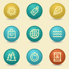 Eco web icons, retro buttons
