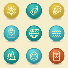 Eco web icons, retro buttons